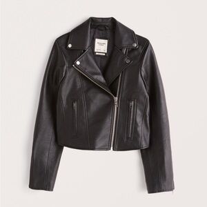 A&F Vegan Leather Moto Jacket - Size M - Black
